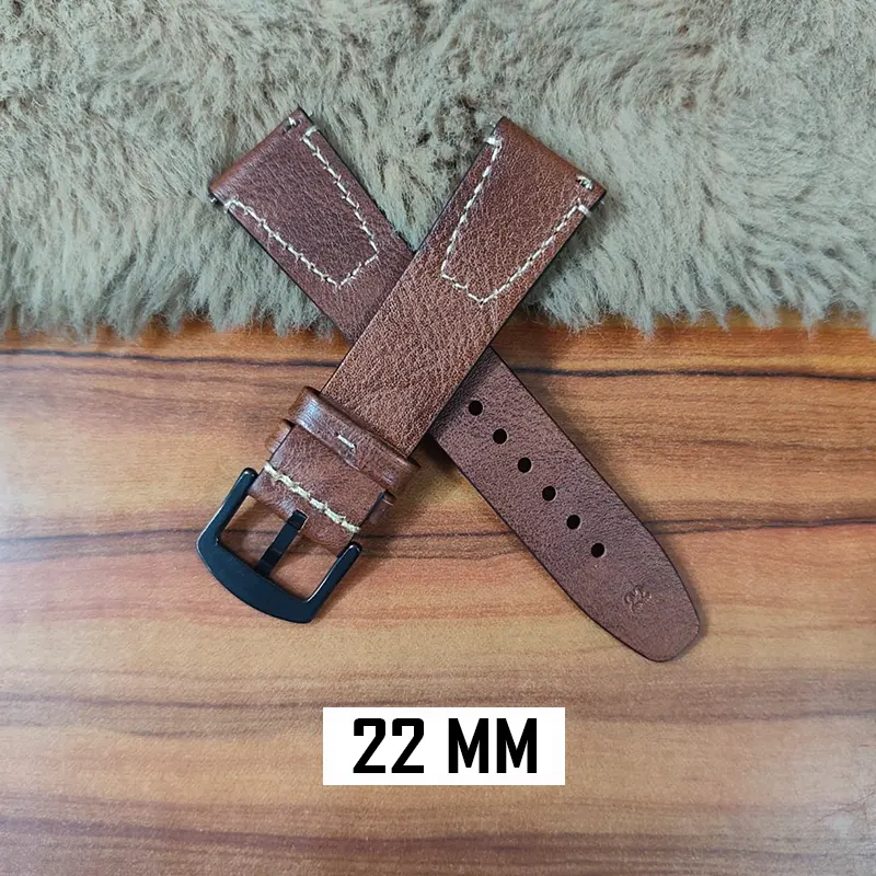 22mm Brown Premium Quality Pure Leather Watch Strap